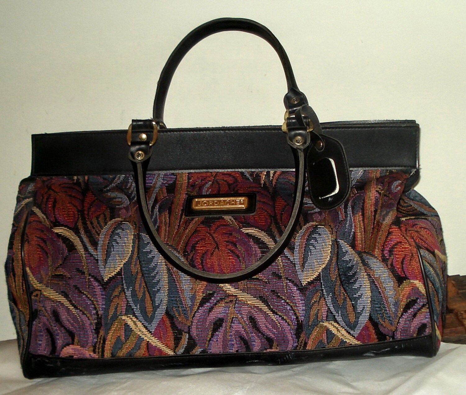 80s Jordache Vegan Duffel Bag Vegan XL Tapestry Carpet Duffle