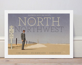 Movie poster Hitchcock's 'North by Northwest' colour print