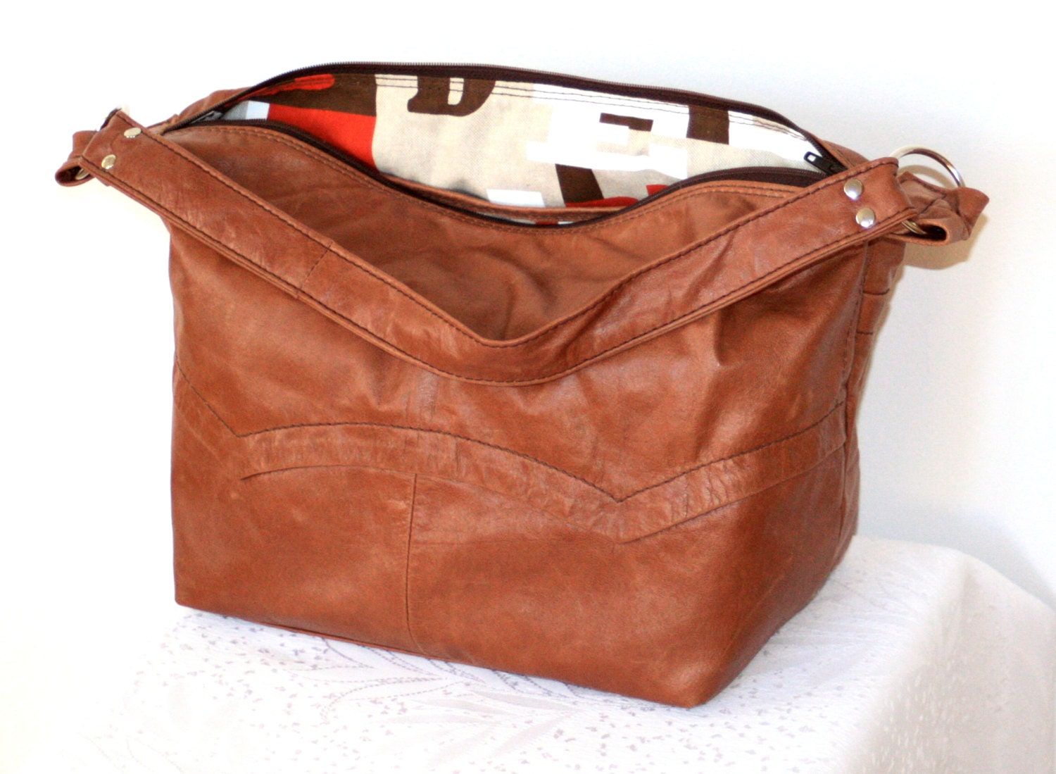 Handmade Large Leather Bag Hobo Bag Recycled Leather Bag