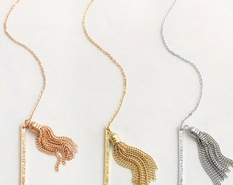 Gold tassel Necklace y necklace personalized mom gift for mom from daughter gift for wife Wedding Location - 1LRT-T