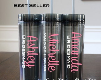 Bridesmaid Tumbler, Bridal Party Tumbler, Skinny Tumbler, Bridesmaid Gift