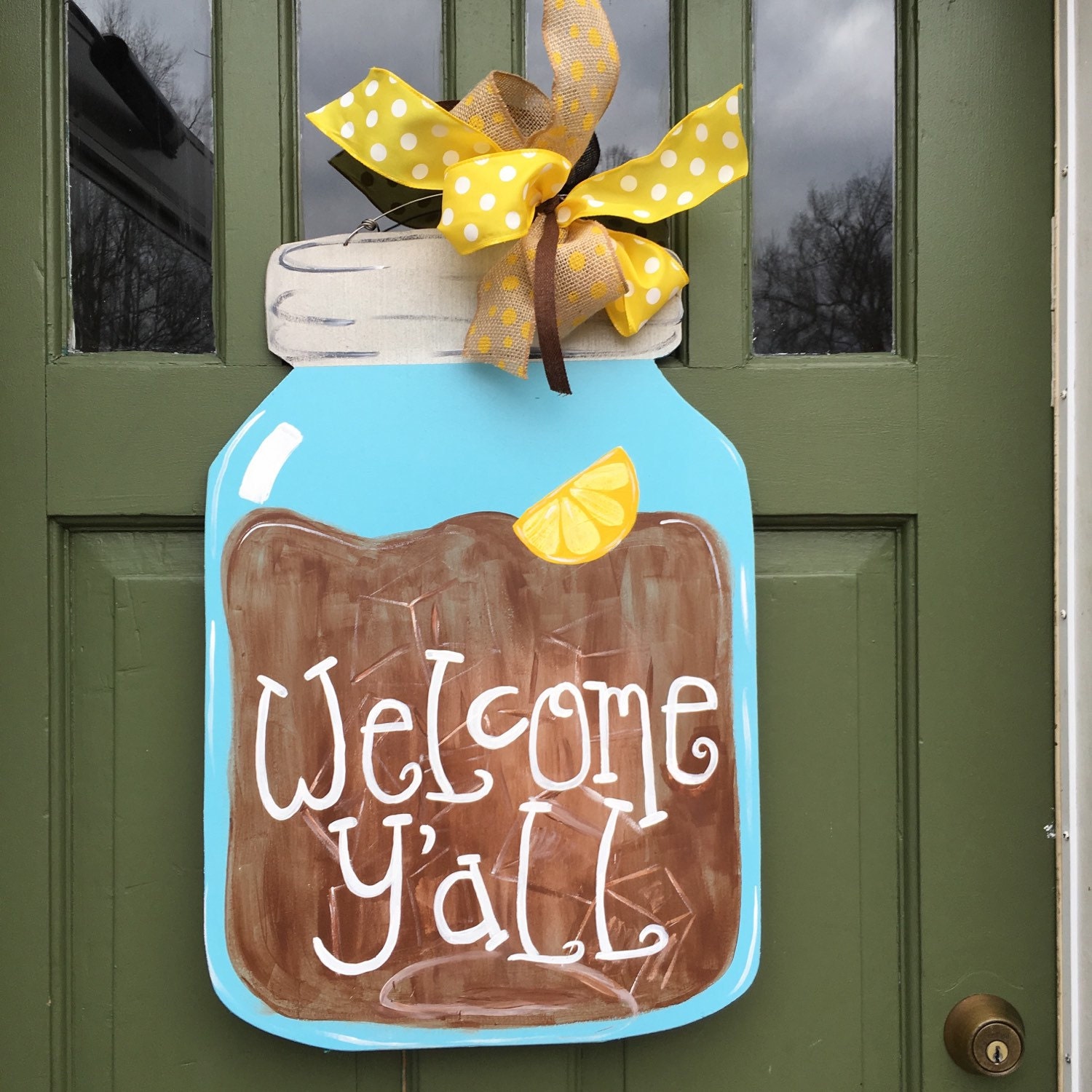 Sweet Iced Tea Mason Jar Door Hanger