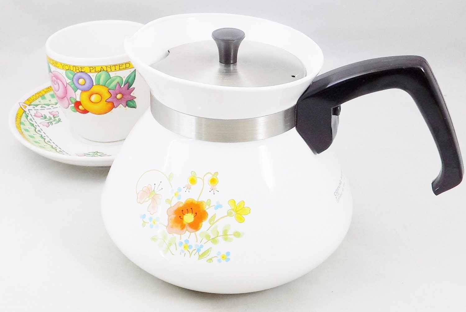 Corning 6 Cup Teapot Wildflower Corelle Pot 1970's and