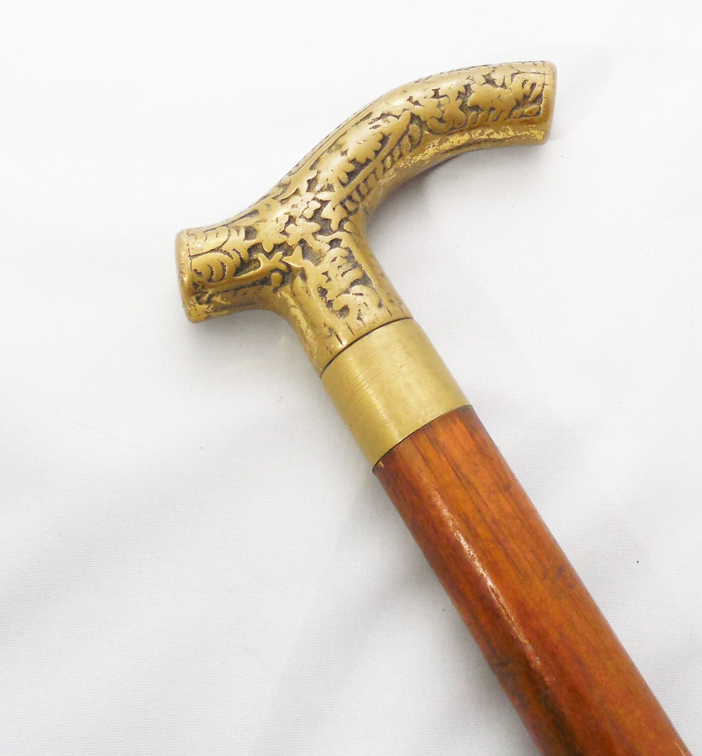 Vintage Fritz Brass Walking Cane 34 Vintage Wood Cane