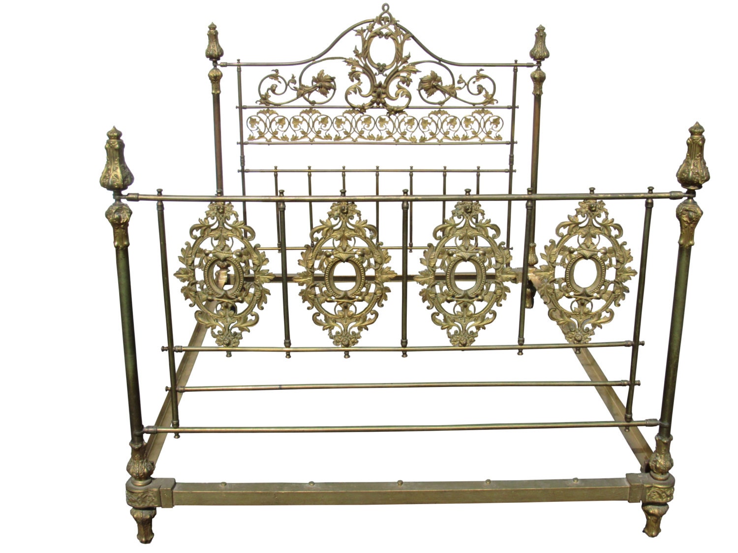 Antique French Brass Bed Gilt French Metal Bed by VforVintageInc