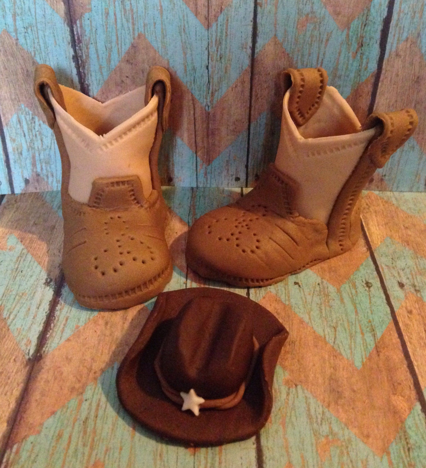 Fondant Cowboy Boots And Hat by Delightfultoppers on Etsy