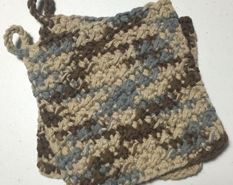 Cotton Crocheted Hot Pads / Pot Holders Set of 2