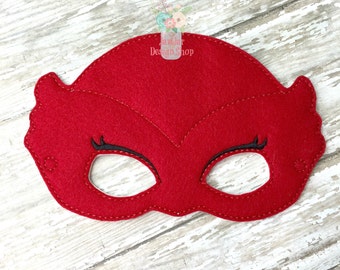 PJ Super Hero Inspired Mask, Owlette Red Owl Childrens Felt Mask, Super Hero Mask, Dress up Costume