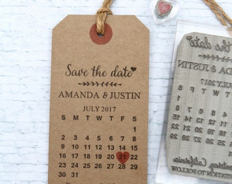 Save the Date Calendar. UK rubber stamp. Wedding invitation. Custom. Personalised