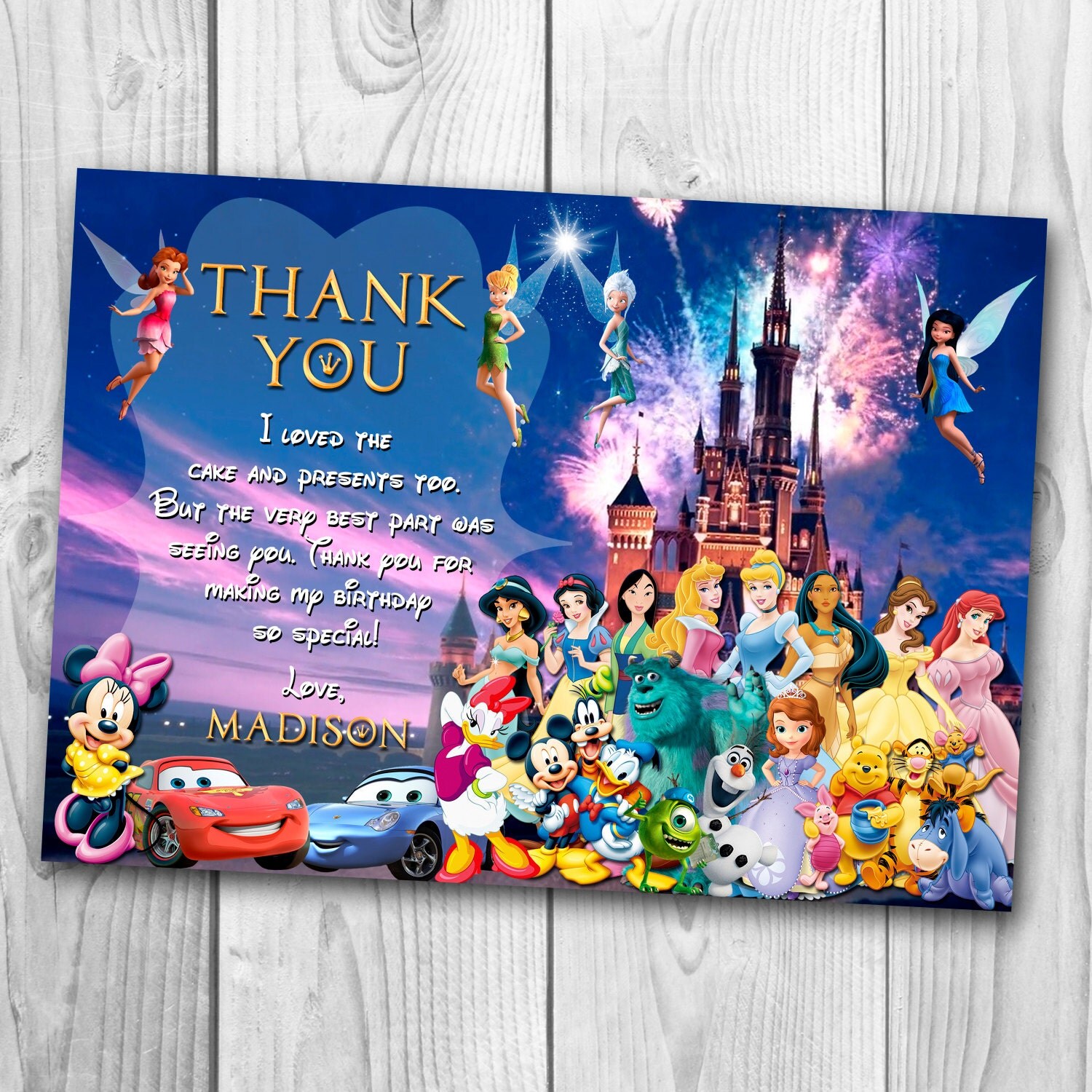 Disney Castle Thank You Card Magic Kingdom Thank You Note