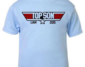 PERSONALISATION -Baby / Toddler T-shirt 'TOP SON' Top Gun Parody T-shirt - Tee