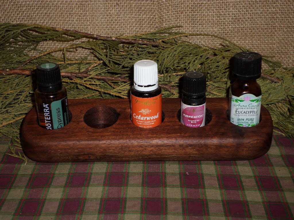 5 Bottle Essential Oil Wood Holder 5 15 ML by WoodenShenanigans