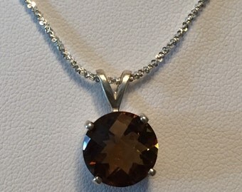 Whiskey Quartz Pendant in Sterling Silver