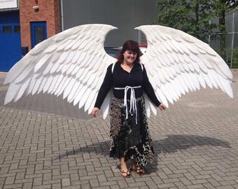 Large White Angel Cosplay Wings. Eco & animal friendly. Adult Fairy Custom-made white costume wings.
