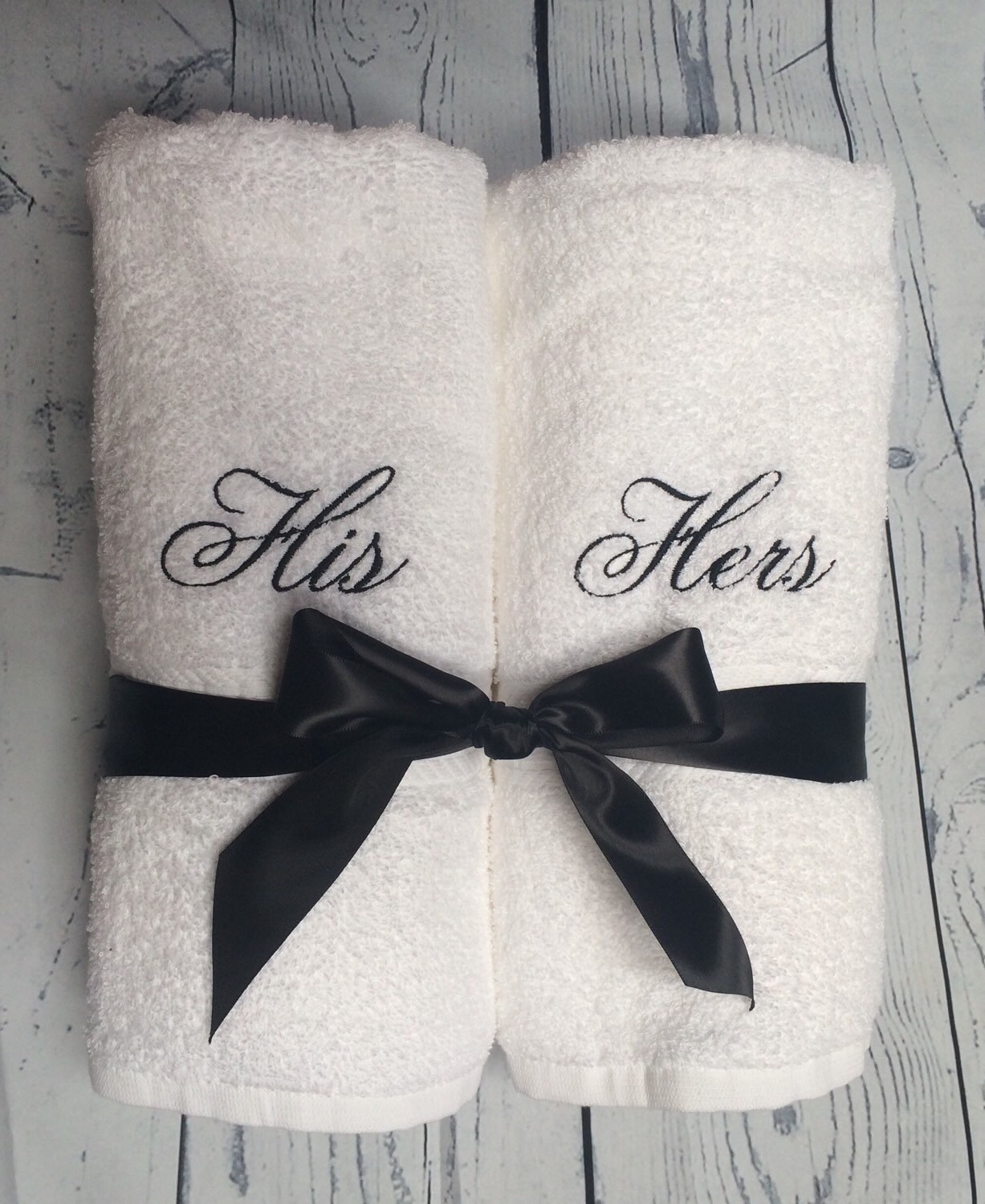 personalized His and Hers towels set of 2 bridal shower gift