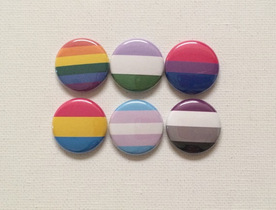 1 Inch Lgbtq Pin Flat Back Buttons Bisexual Pansexual Gay