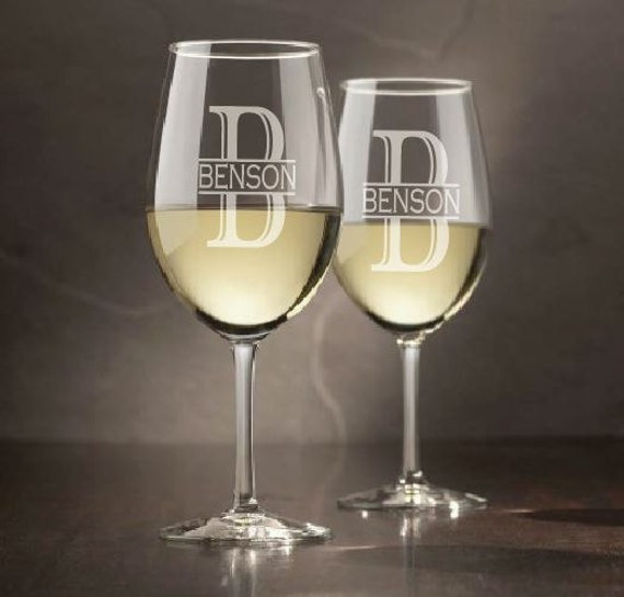 Monogram Wine Glasses Set of 4 wine glasses engraved wine