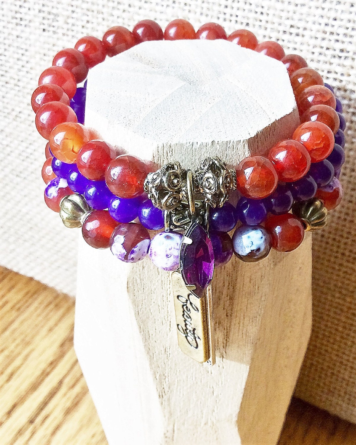 Agate Bracelet Set Purple Agate Bracelets MultiColor