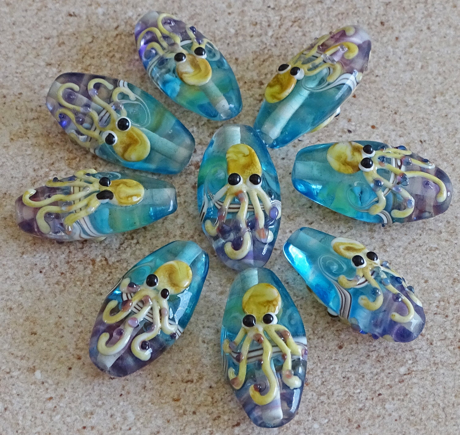 Handcrafted Lampwork Octopus Beads Glass Octopus Beads