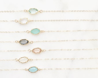 CORA | Dainty Gold Stone Necklace | Glass Stone Necklace | Tiny Stone Necklace | Dainty Gold Necklace | Gold Fill Necklace