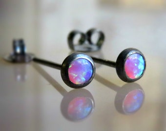 opal post earrings - opal ear jewelry - opal ear studs - fire opal stud earrings