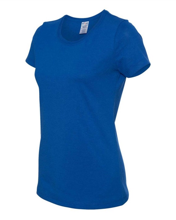 Plain Blank Shirt Jerzees ladies fitted tee Royal by BlueJayVinyl