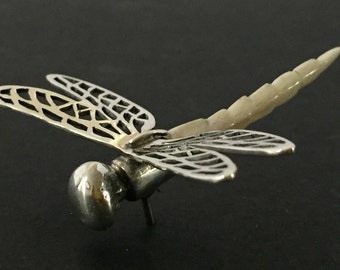 Dragonfly pin - with Carved Bone Tail