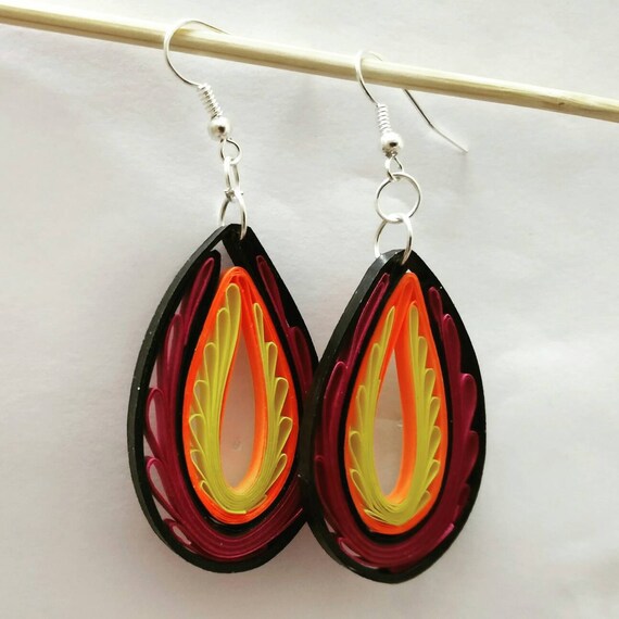 Teardrop styled quilling earring Quilling jewelry handmade