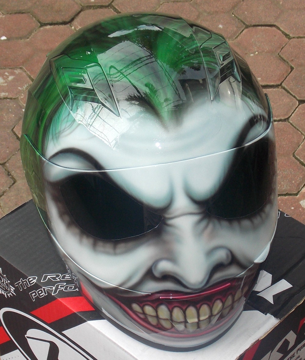 Custom helmet THE JOKER Custom motorcycle helmet by skull2210