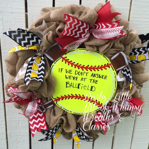 SALE Softball Wreath Baseball Wreath by lilbitofwhimsywreath