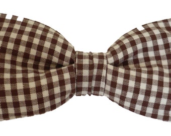 Papillon man and white checked brown, hand-stitched
