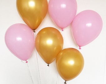 Pink and Gold Latex Balloons Pink Balloons Gold Balloons Pink and Gold First Birthday Pink and Gold Party Pink and Gold Pink Party Gold Part