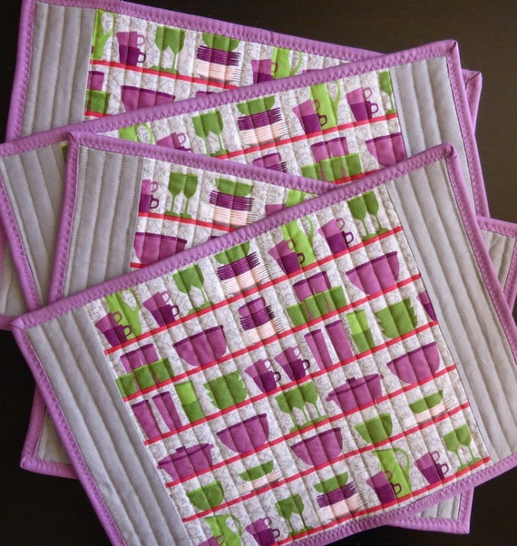 Quilted placemats fabric placemats set of 4 placemats hand