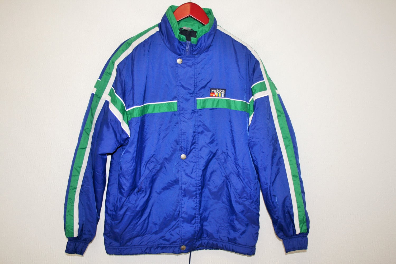 Blue RUKKA Windbreaker Jacket Colorful Vinatage 90s