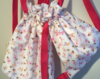 Ballet bags - drawstring, fully lined. Matching items available.