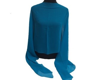 Blue-turquoise-Sheer-Georgette-Chiffon-Shawl-Formal-Evening -Casual-Pashmina-Scarf-Shawl-Wrap-Weddings-Brides-Giftswedding-bridal-bride