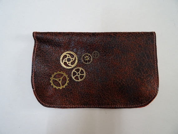 workings steampunks leather tobacco pouch by Tramplemousse steampunk buy now online
