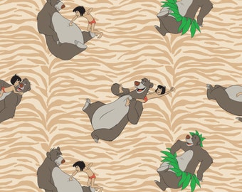 Jungle Book Fabric by Camelot Design Studio, Disney Fabric - Born to Boogie in Tan 85220104 #2 / 1 Yard Cuts - 1/2 Yard Cuts - Fat Quarters