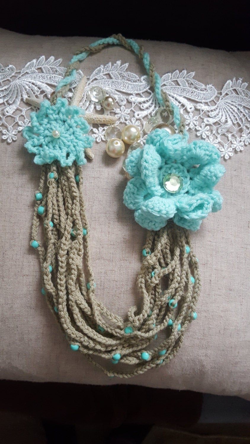 Crochet Necklace Cute Necklace Crochet Necklace With