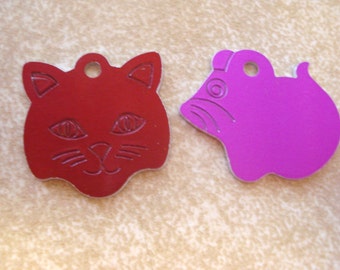 Cat ID Tag Custom Laser Engraved Personalized Anodized Aluminum Hanging