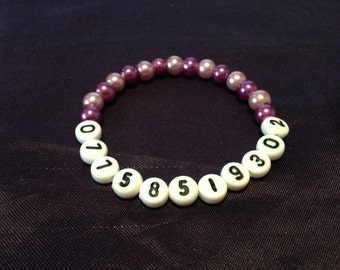 I.C.E. / SOS In Case of Emergency phone number Bracelet