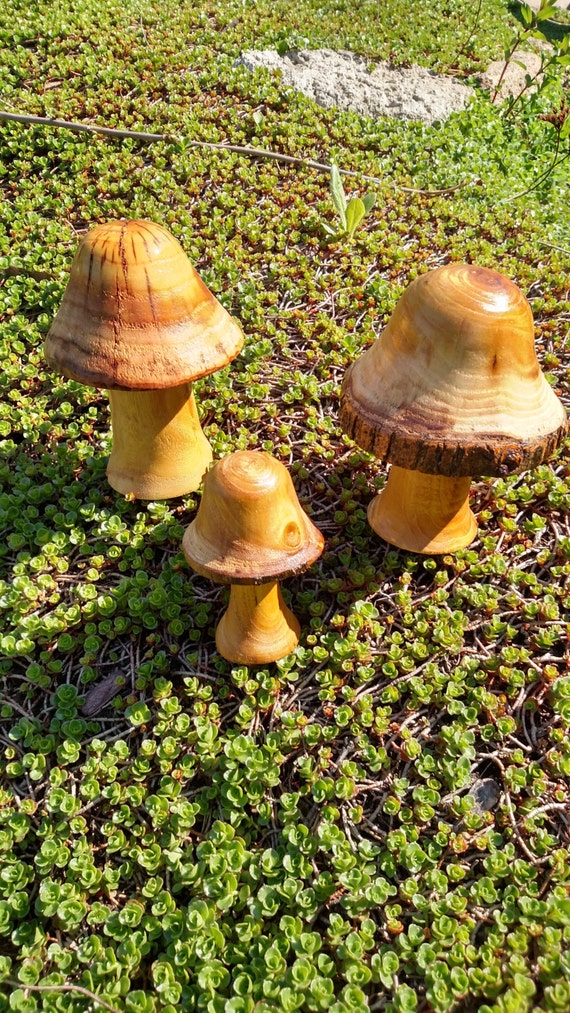 Decorative Wooden Garden Mushrooms