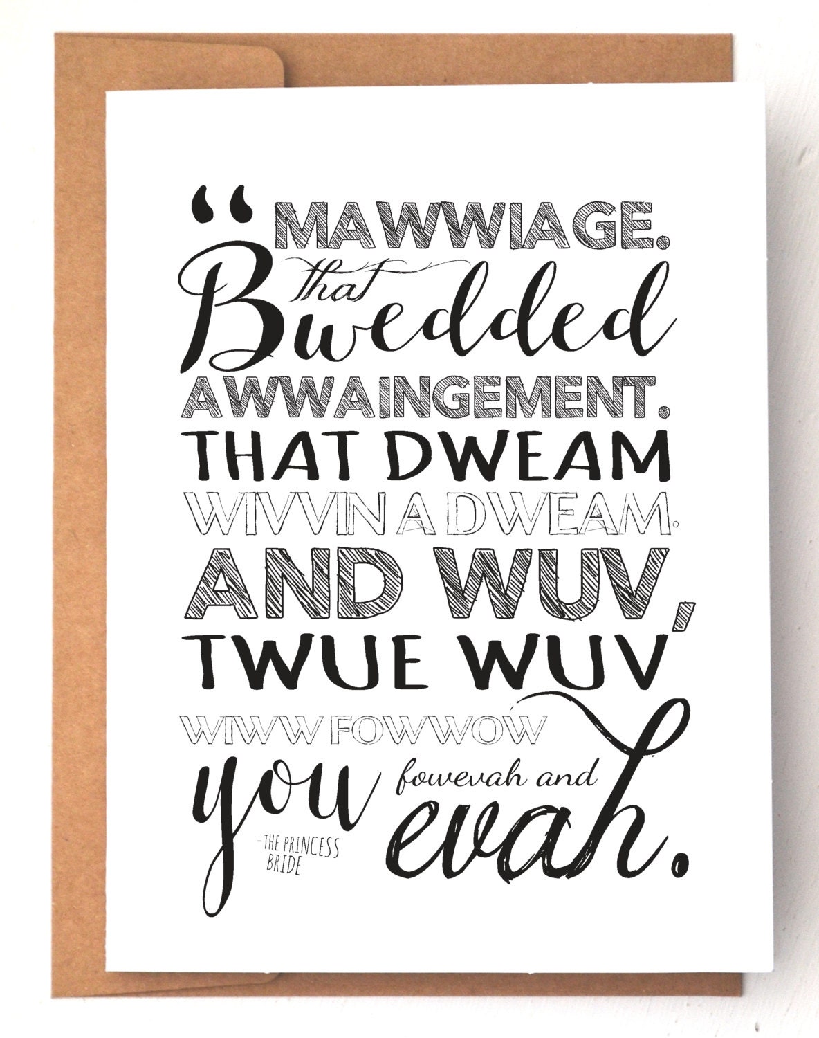 The Princess Bride quote Mawwiage Wedding card love card