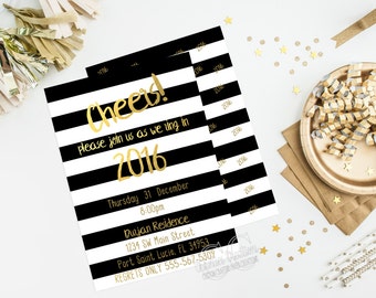 CHEERS 2016 New Years Eve Party. Printable Invitation. DIY New Years Eve Party Invitation. Happy New Year.