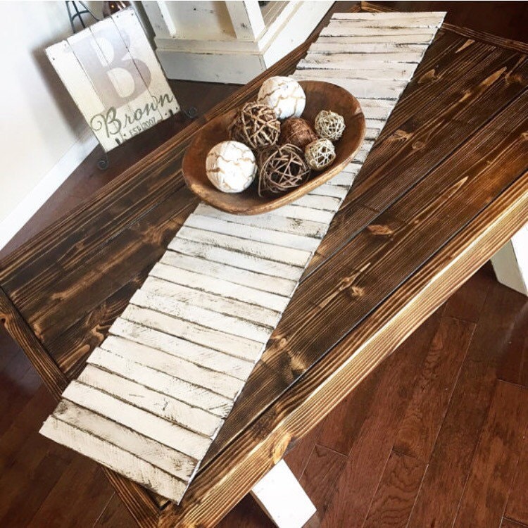 Wooden Table Runner Rustic Home Decor Tabletop Centerpiece