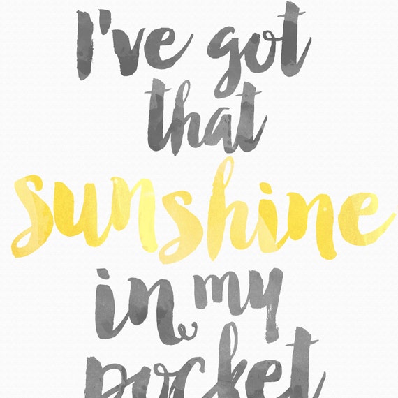 Sunshine In My Pocket Lyric Watercolor Typography Digital