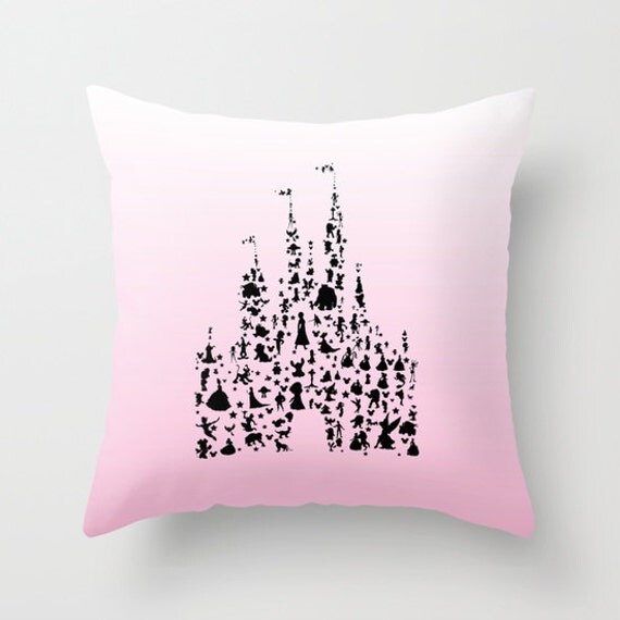 disney castle characters.. throw pillow with insert