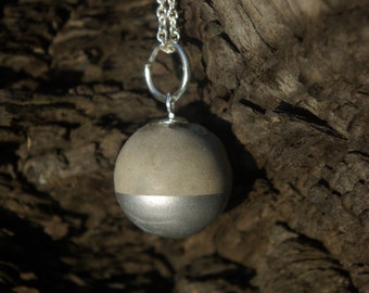 Concrete Sphere Necklace Medium - Silver Dipped //Concrete Sphere // Concrete Ball // Wrecking Ball Necklace
