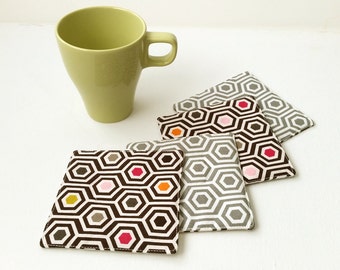 Fabric Coasters - Honeycomb Coasters - Set of 4