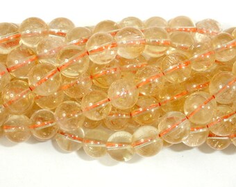 Genuine Citrine Beads, 8mm(8.5mm) Round Beads, 15.5 Inch, Full strand, Approx 48 beads, Hole 1 mm, AB+ quality (197054006)